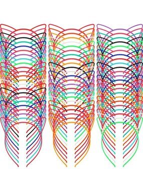70 Pcs Cat Ears Headbands for Kids & Women - Colorful Halloween Hair Accessories